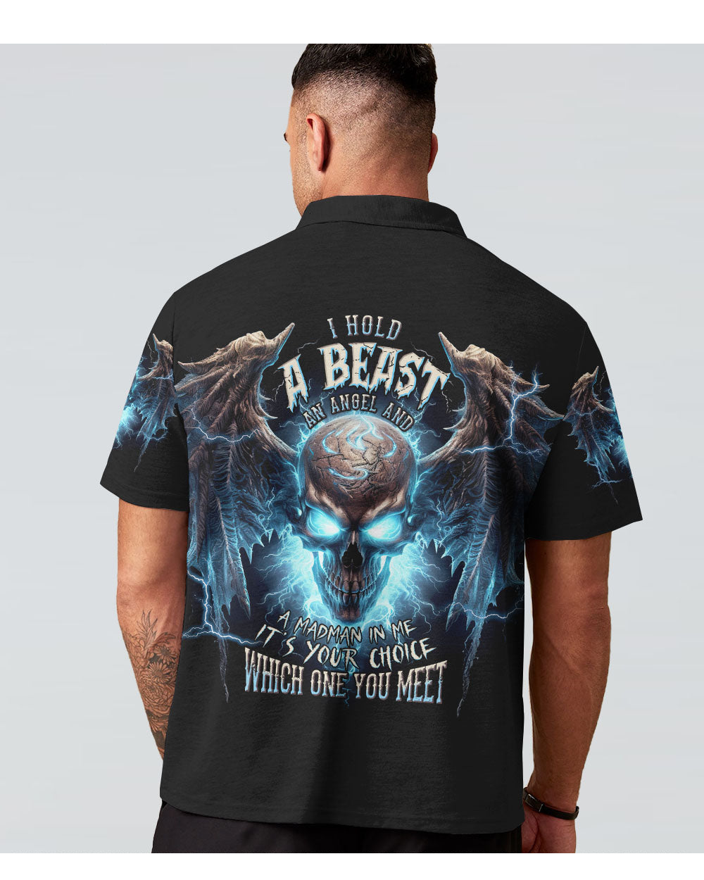 I Hold A Beast An Angel Skull Skull Wings Polo Shirt