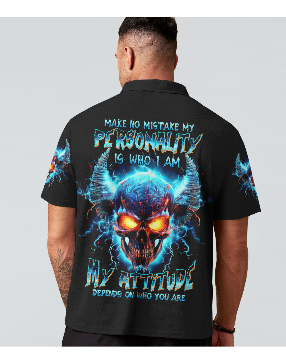 Make No Mistake Demon Skull Black Polo Shirt