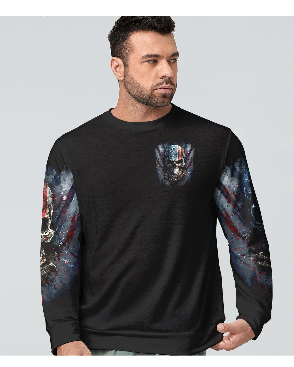 Live Free Or Die Skull USA Flag Color Sweatshirt