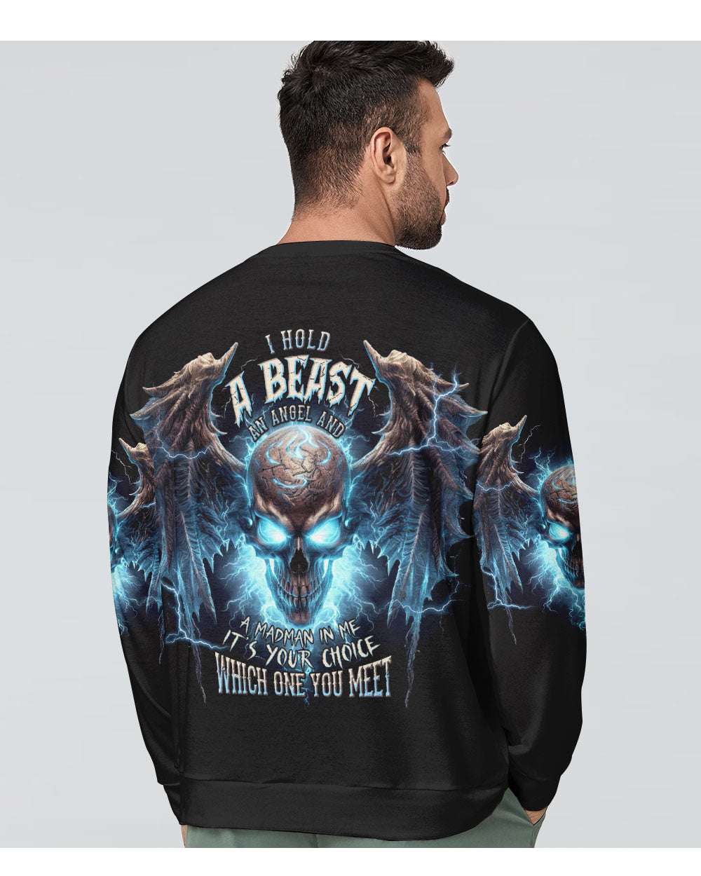 I Hold A Beast An Angel Skull Skull Wings Sweatshirt