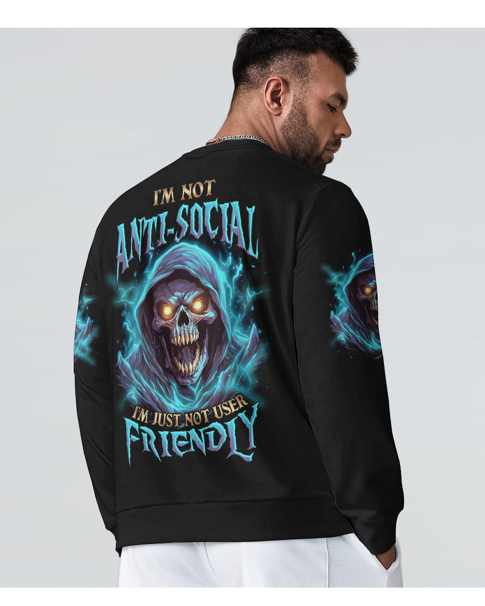 I'm Not Anti Social Skull Black Sweatshirt