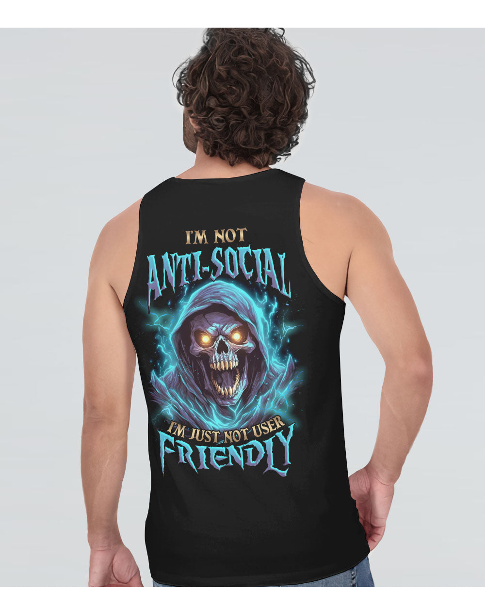 I'm Not Anti Social Skull Black Tank Top