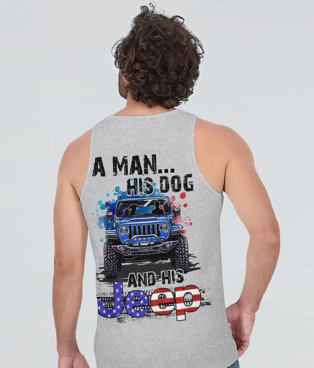 a-man-his-dog-and-his-jeep-flag-gray-tank-top