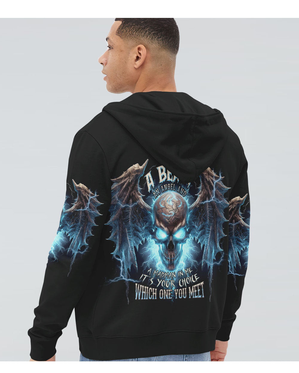 I Hold A Beast An Angel Skull Skull Wings Hoodie