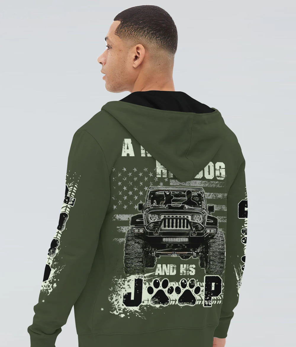 a-man-his-dog-and-his-jeep-military-green-hoodie