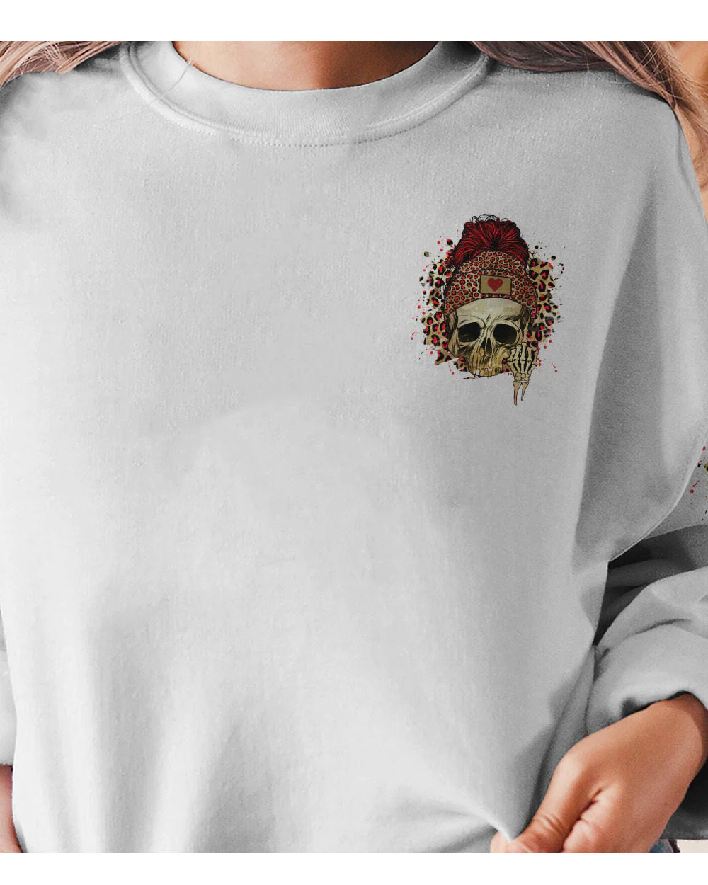 Next Time My Name Comes Out Of Your Mouth White Skull Sweatshirt