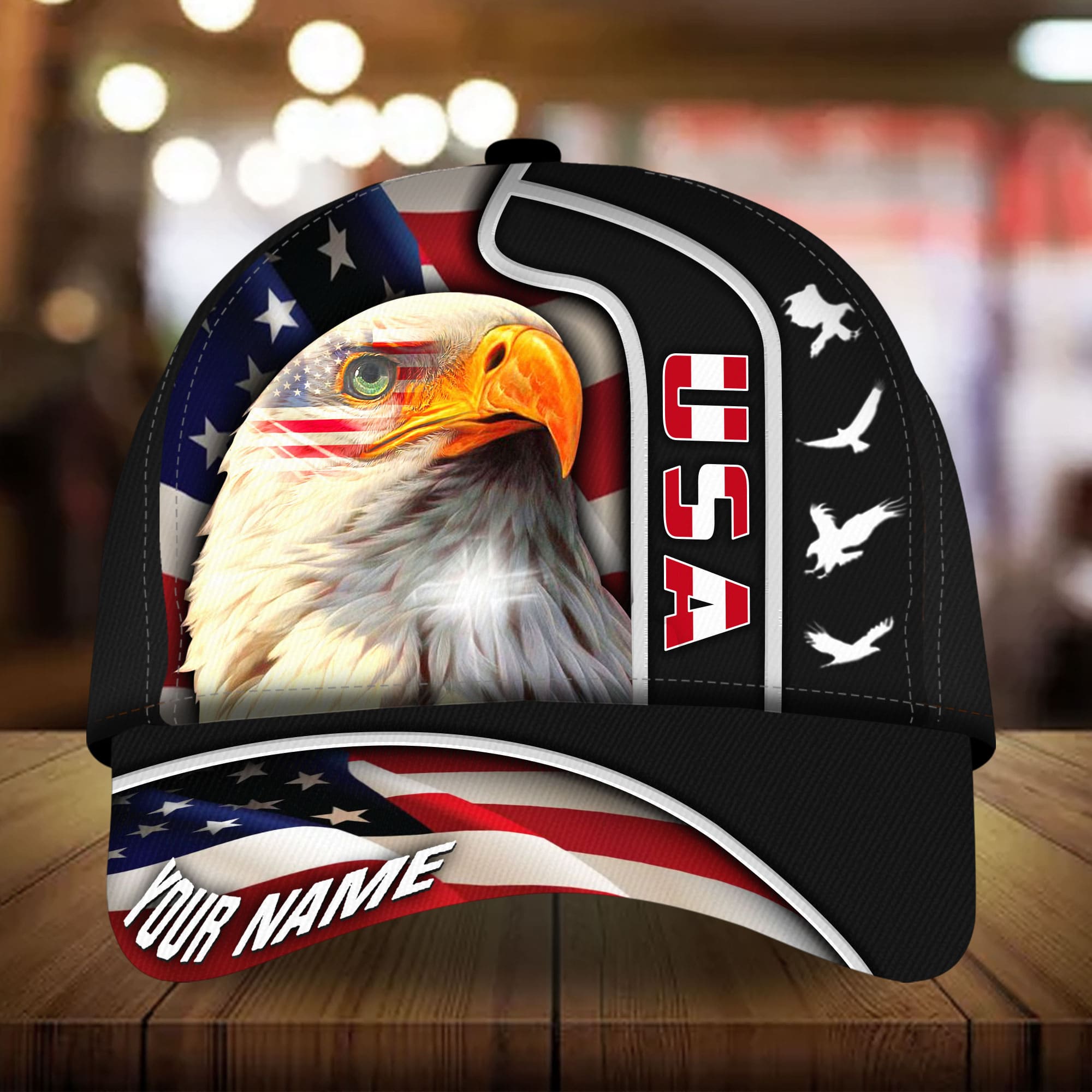 Premium USA Eagle, Patriot Multicolor 3D Hat Personalized