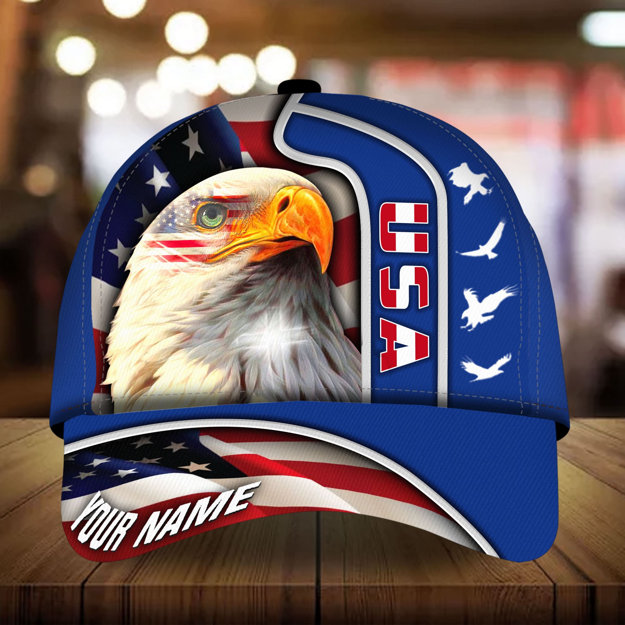 Premium USA Eagle, Patriot Multicolor 3D Hat Personalized