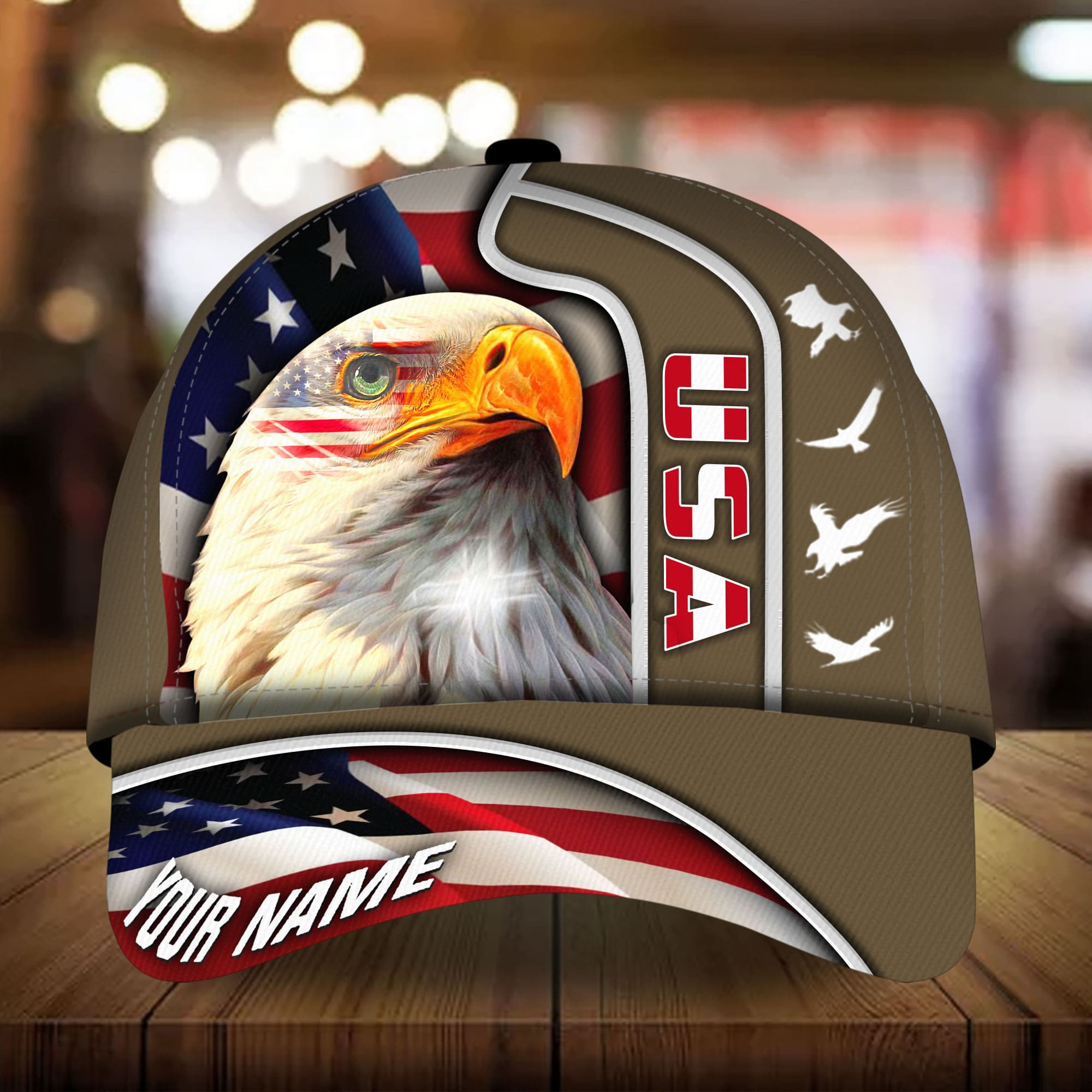 Premium USA Eagle, Patriot Multicolor 3D Hat Personalized