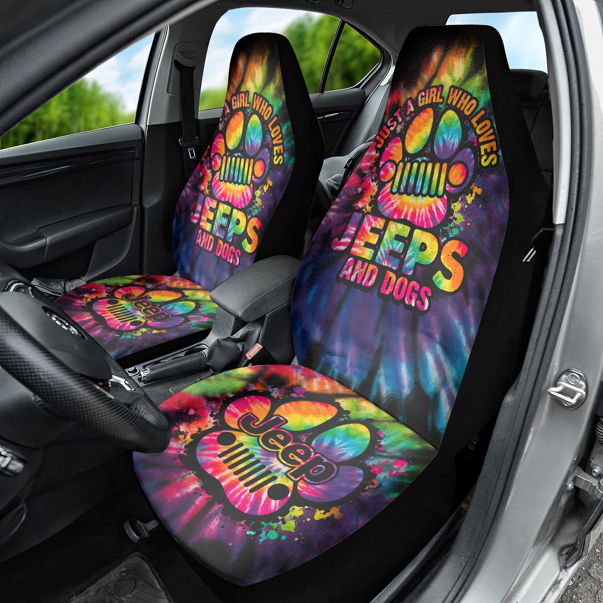 Jeep Dog Paw Colorful Tie Dye Automotive Car Seat Cover