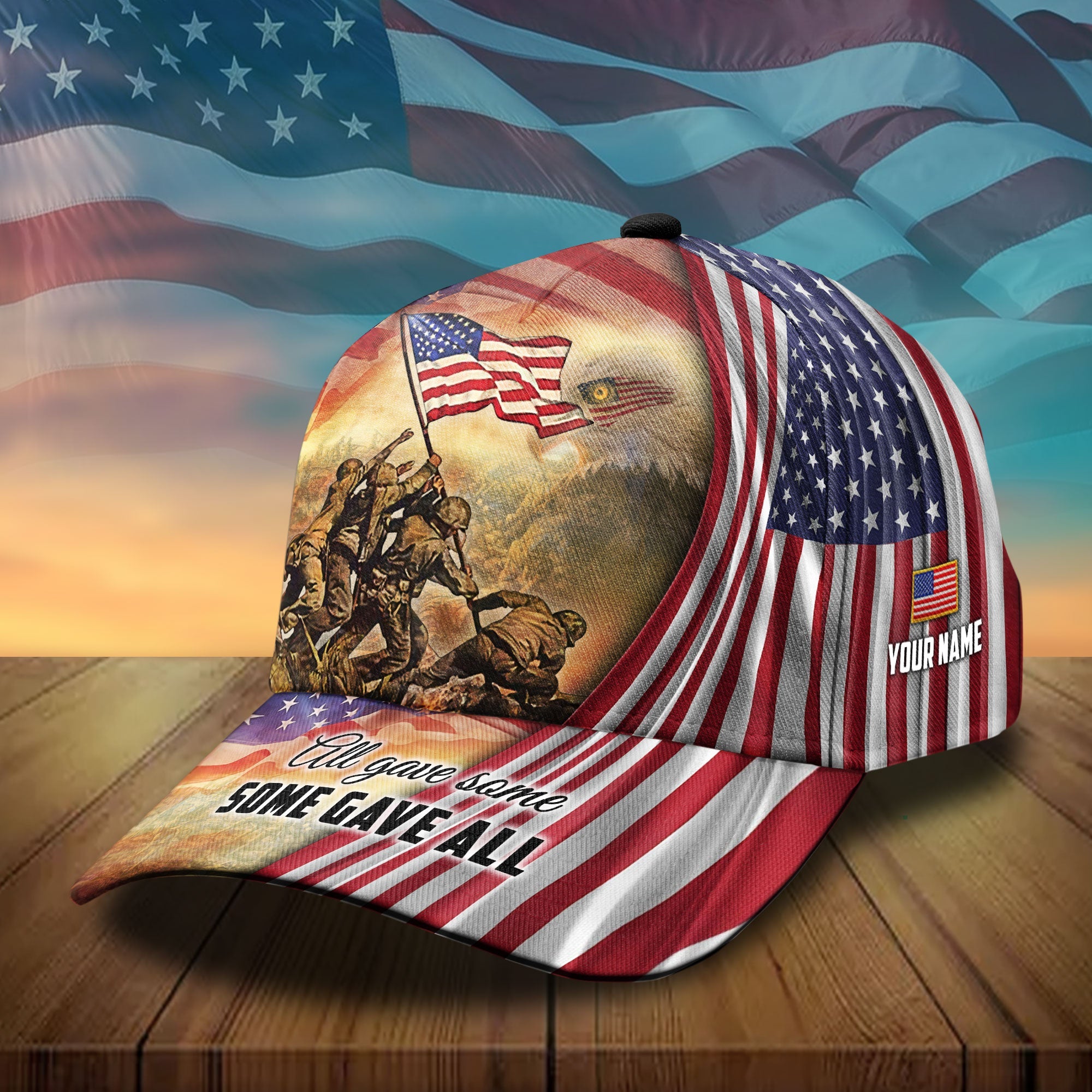 Premium All Gave Some Some Gave All, US Veteran Eagle 3D Hats Personalized