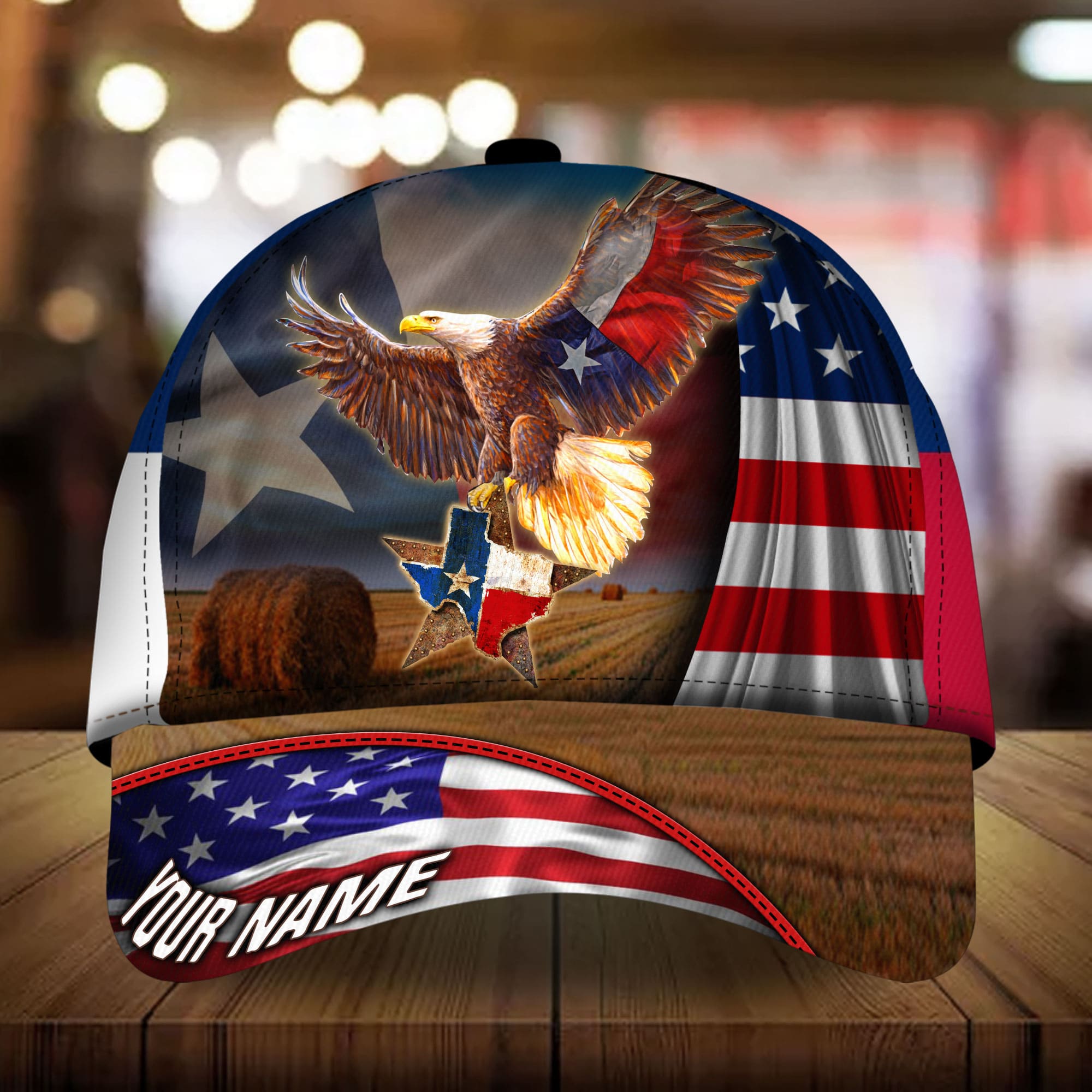 Premium Eagle 3D Hat, United State Of Texas Personalized