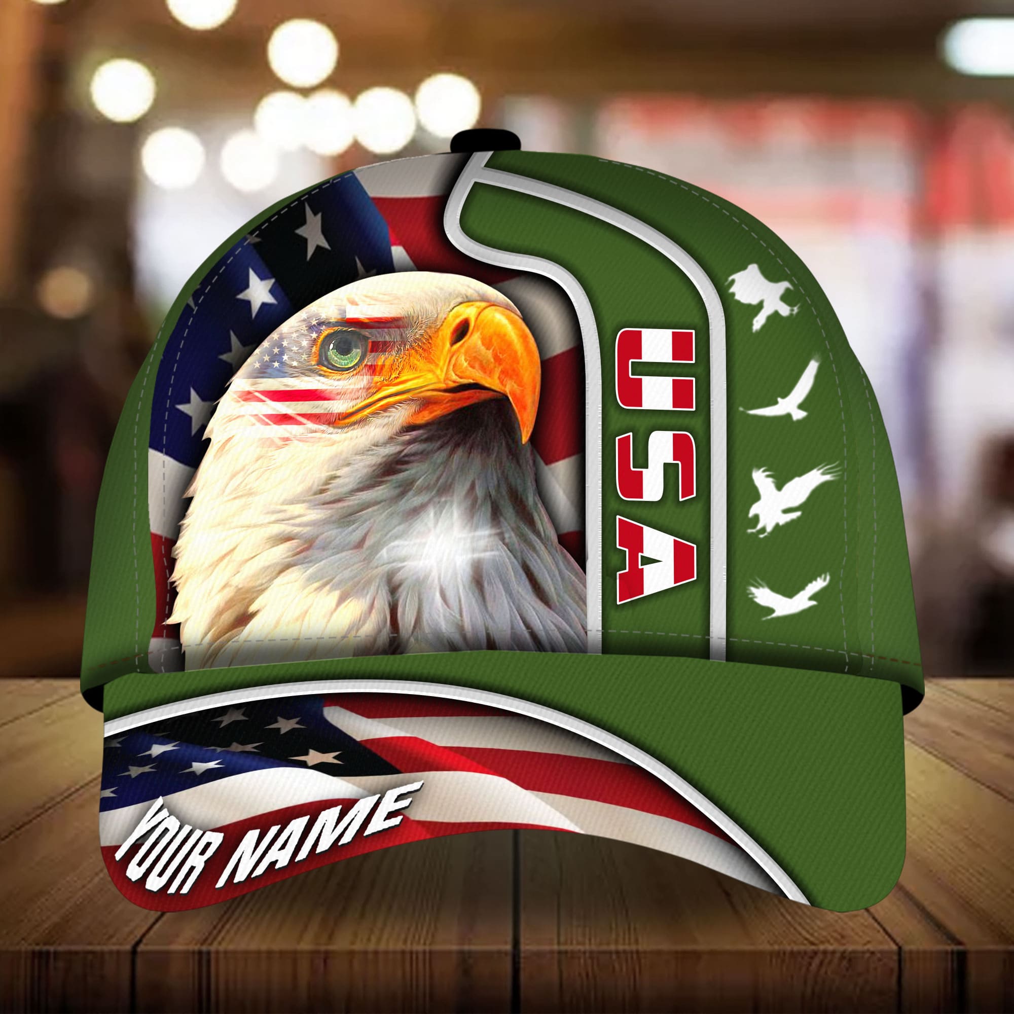 Premium USA Eagle, Patriot Multicolor 3D Hat Personalized