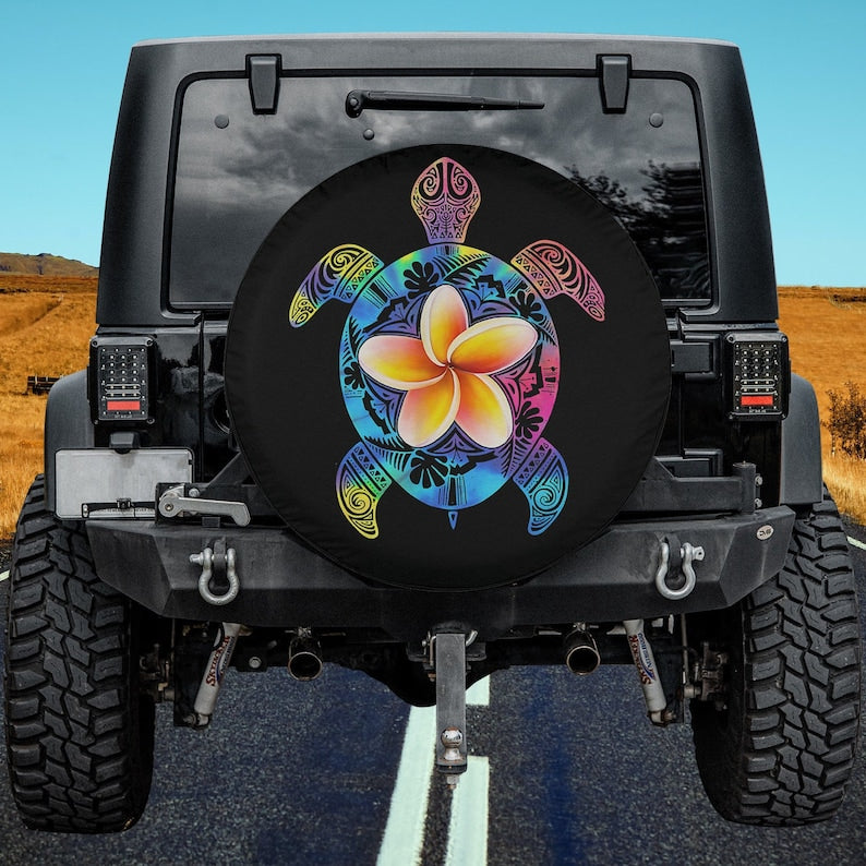 Hawaiian Tie Dye Sea Turtle Spare Tire Cover