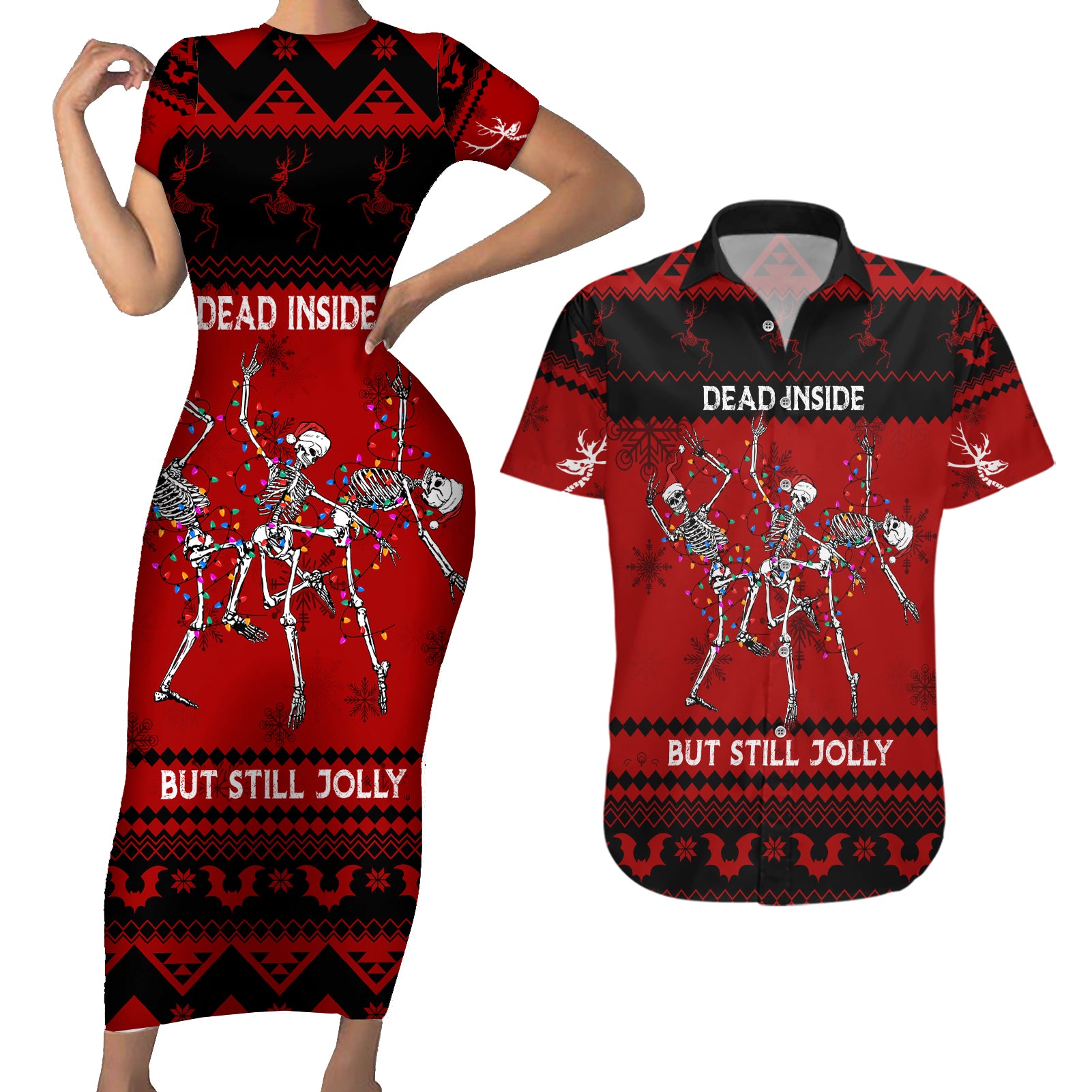 christmas-couples-matching-short-sleeve-bodycon-dress-and-hawaiian-shirt-jolly-skull-merry-creepmas