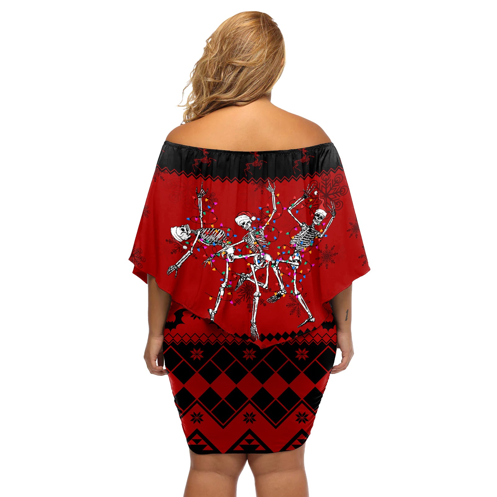 christmas-off-shoulder-short-dress-jolly-skull-merry-creepmas