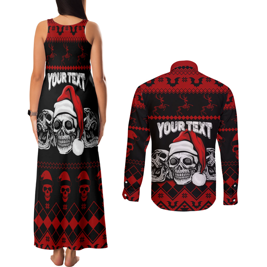 custom-christmas-couples-matching-tank-maxi-dress-and-long-sleeve-button-shirt-gothic-skull-creepmas