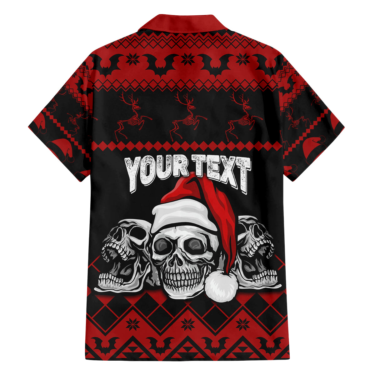 custom-christmas-family-matching-off-shoulder-long-sleeve-dress-and-hawaiian-shirt-gothic-skull-creepmas