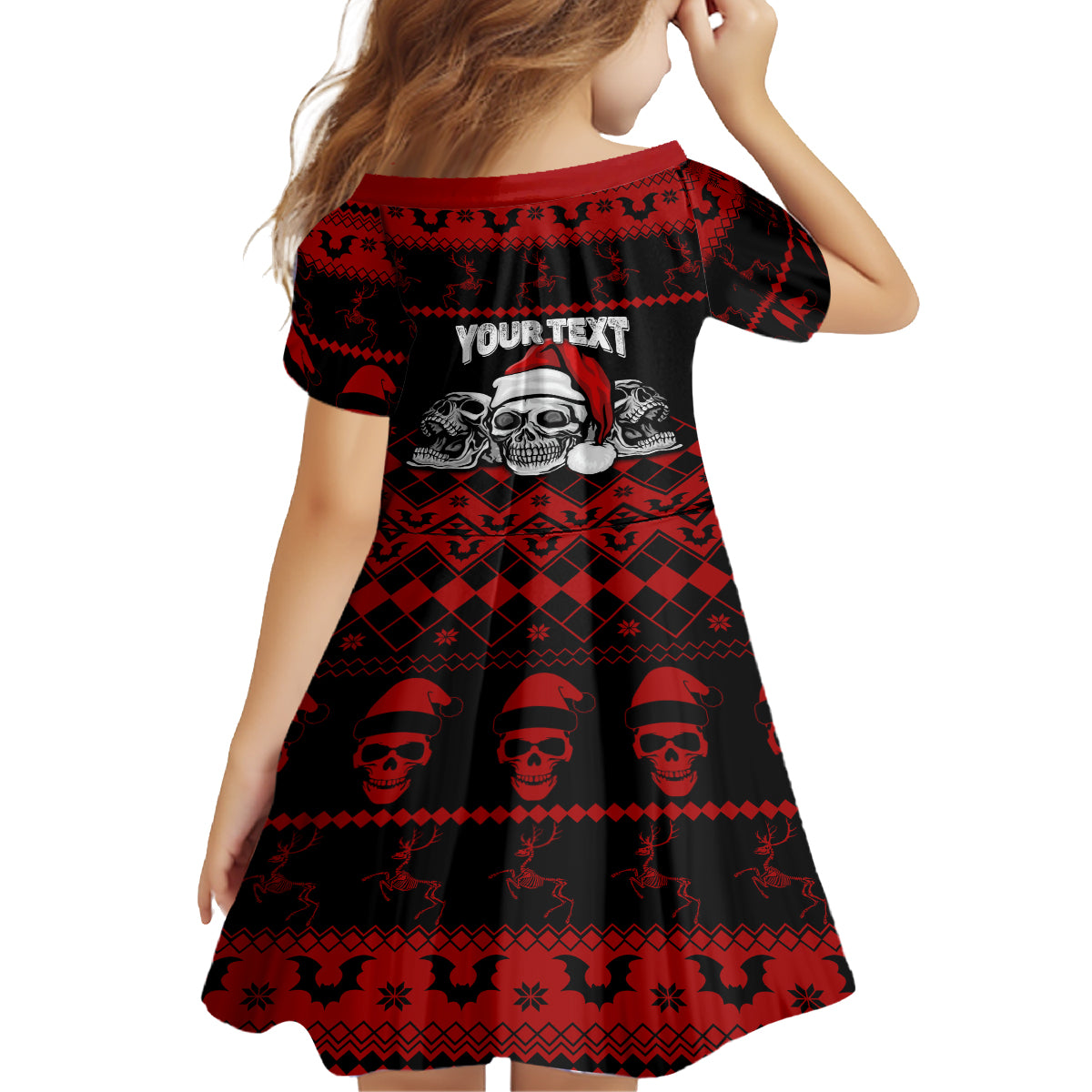 custom-christmas-family-matching-puletasi-dress-and-hawaiian-shirt-gothic-skull-creepmas