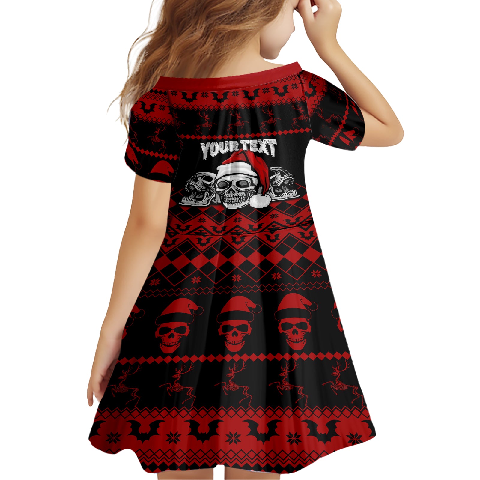 custom-christmas-family-matching-short-sleeve-bodycon-dress-and-hawaiian-shirt-gothic-skull-creepmas