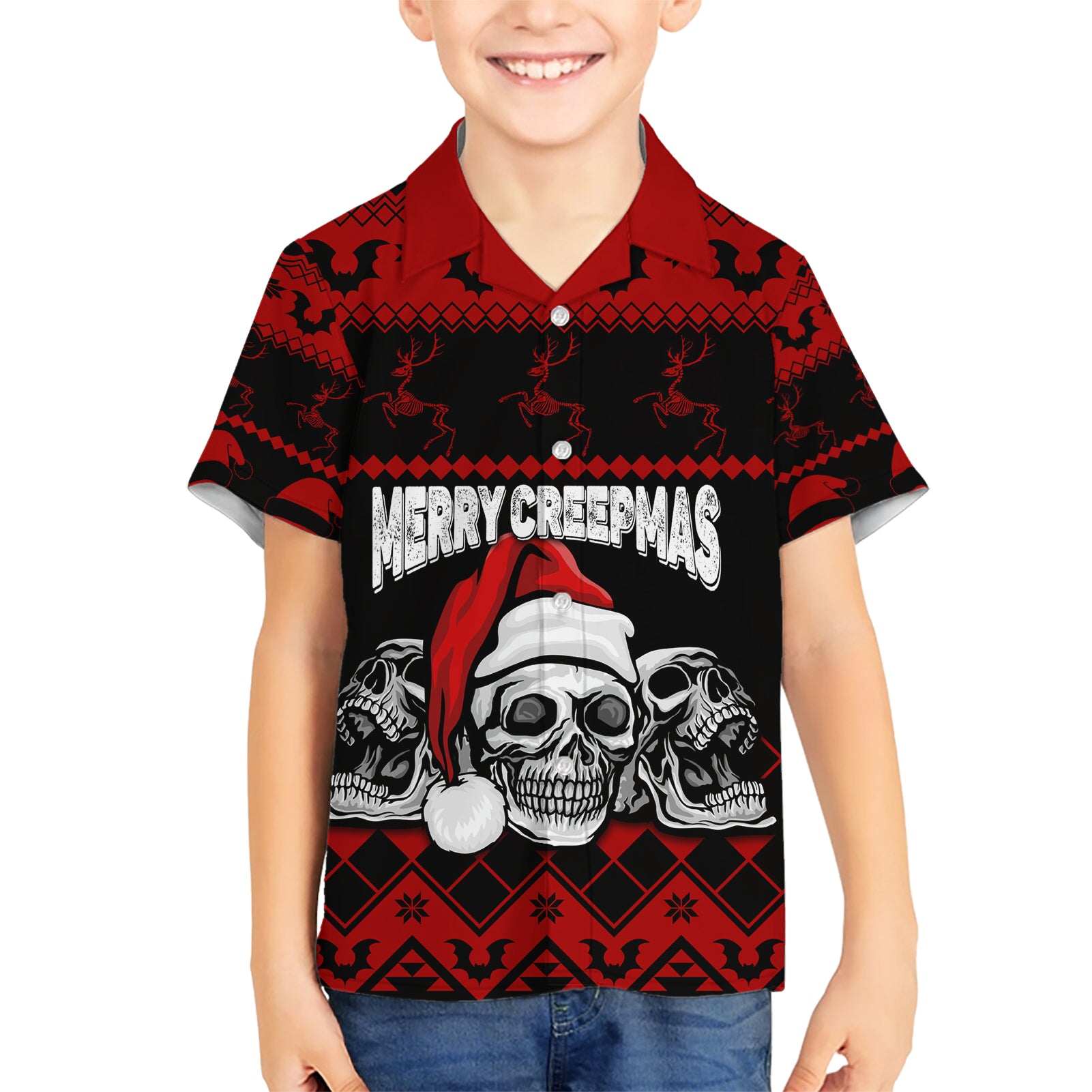 custom-christmas-hawaiian-shirt-gothic-skull-creepmas