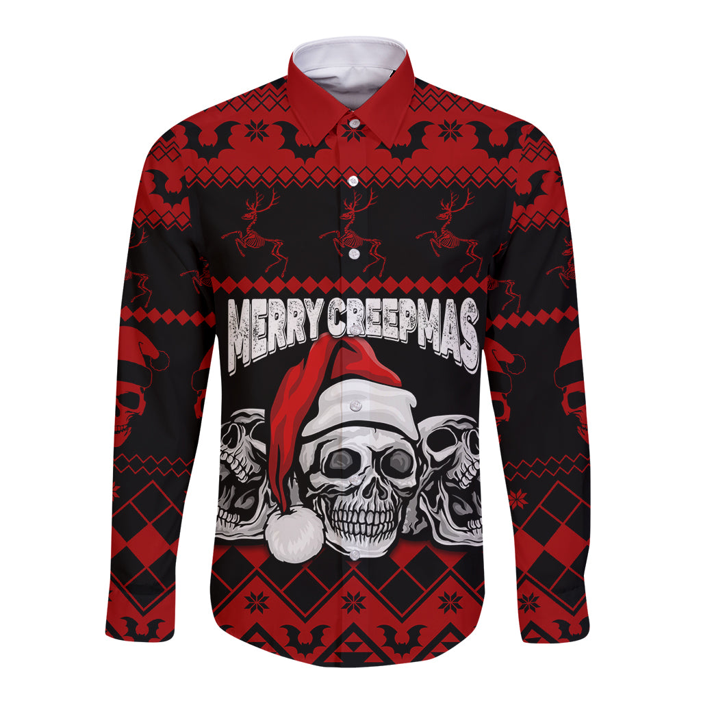 custom-christmas-long-sleeve-button-shirt-gothic-skull-creepmas