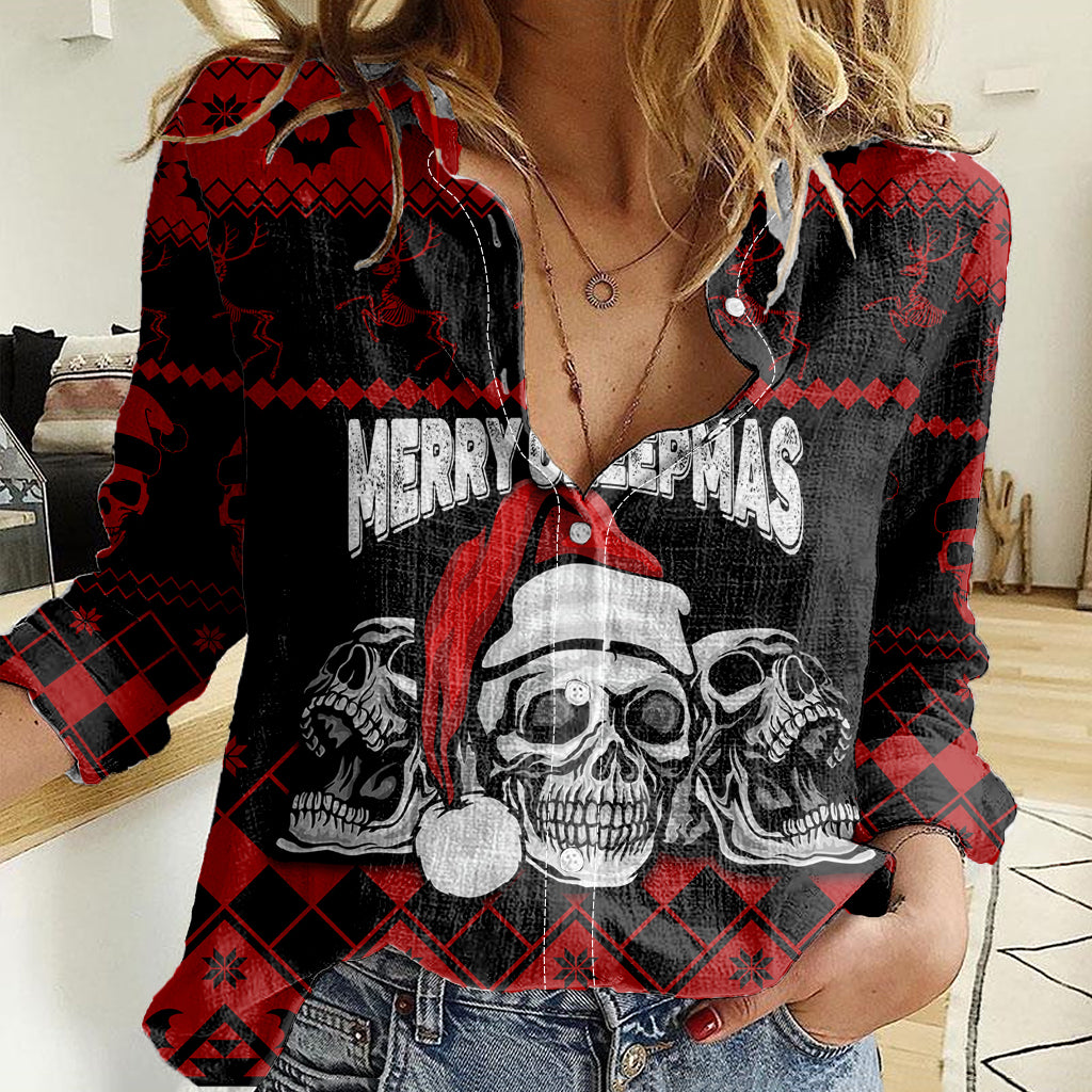 custom-christmas-women-casual-shirt-gothic-skull-creepmas