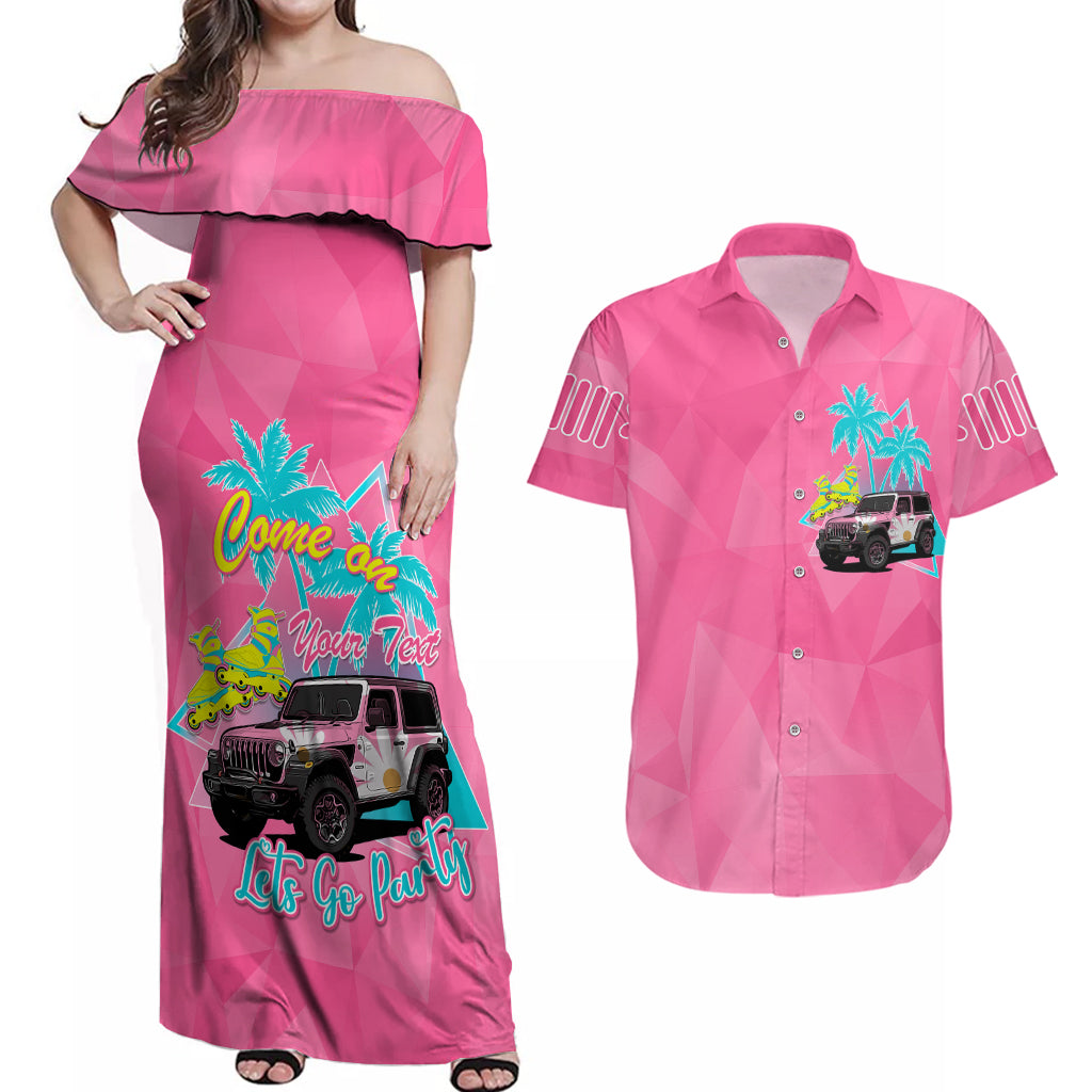 personalised-jeep-girl-couples-matching-off-shoulder-maxi-dress-and-hawaiian-shirt-doll-pink-party