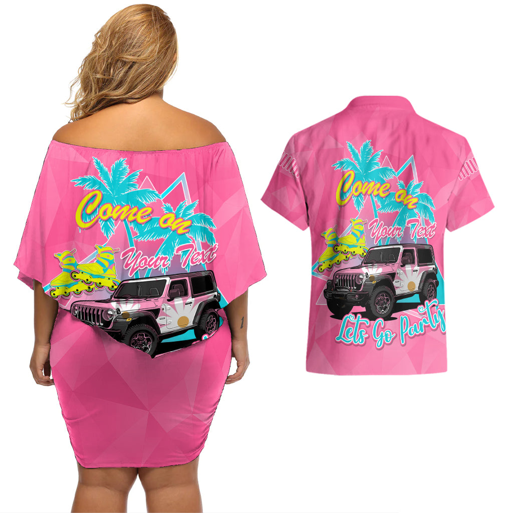 personalised-jeep-girl-couples-matching-off-shoulder-short-dress-and-hawaiian-shirt-doll-pink-party