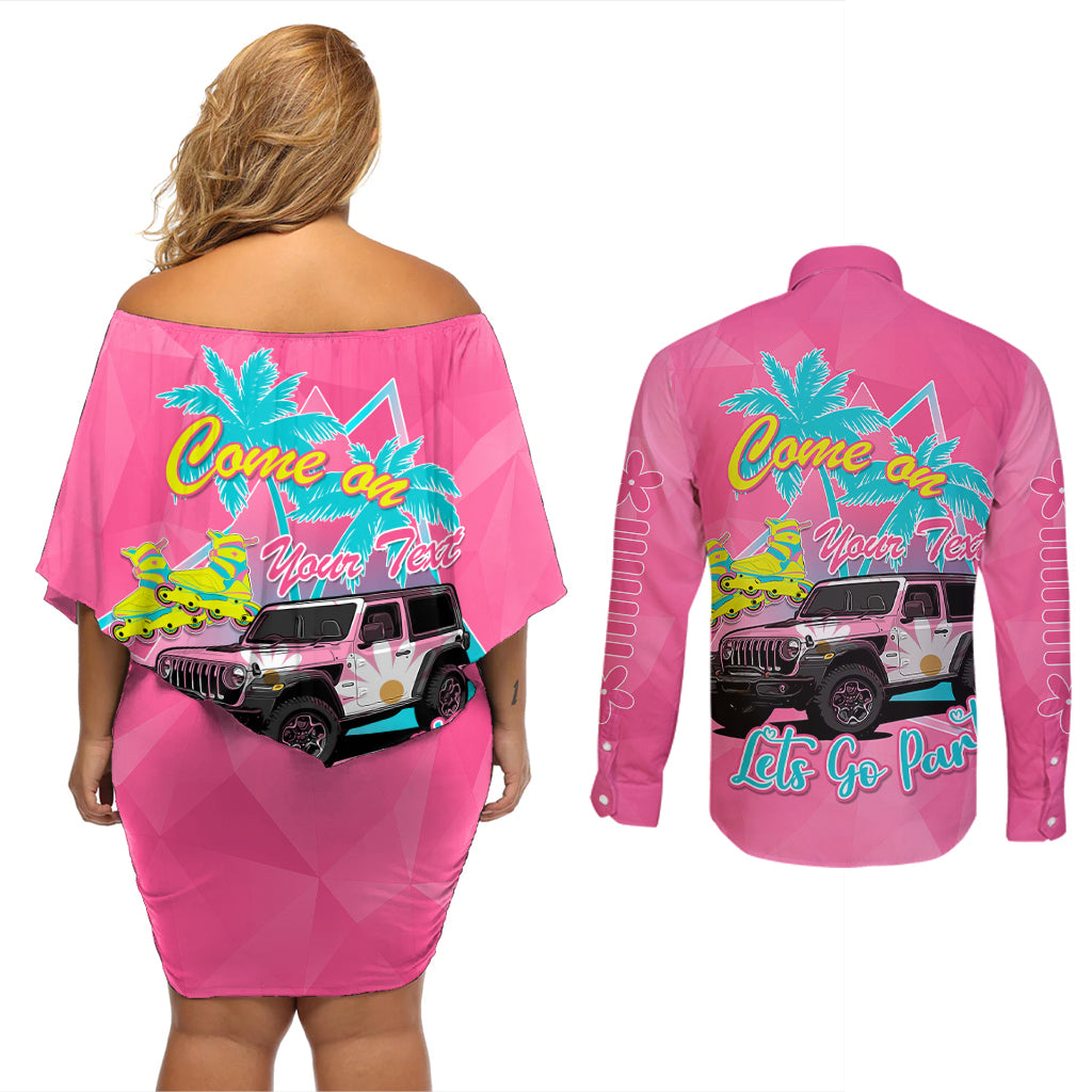 personalised-jeep-girl-couples-matching-off-shoulder-short-dress-and-long-sleeve-button-shirts-doll-pink-party