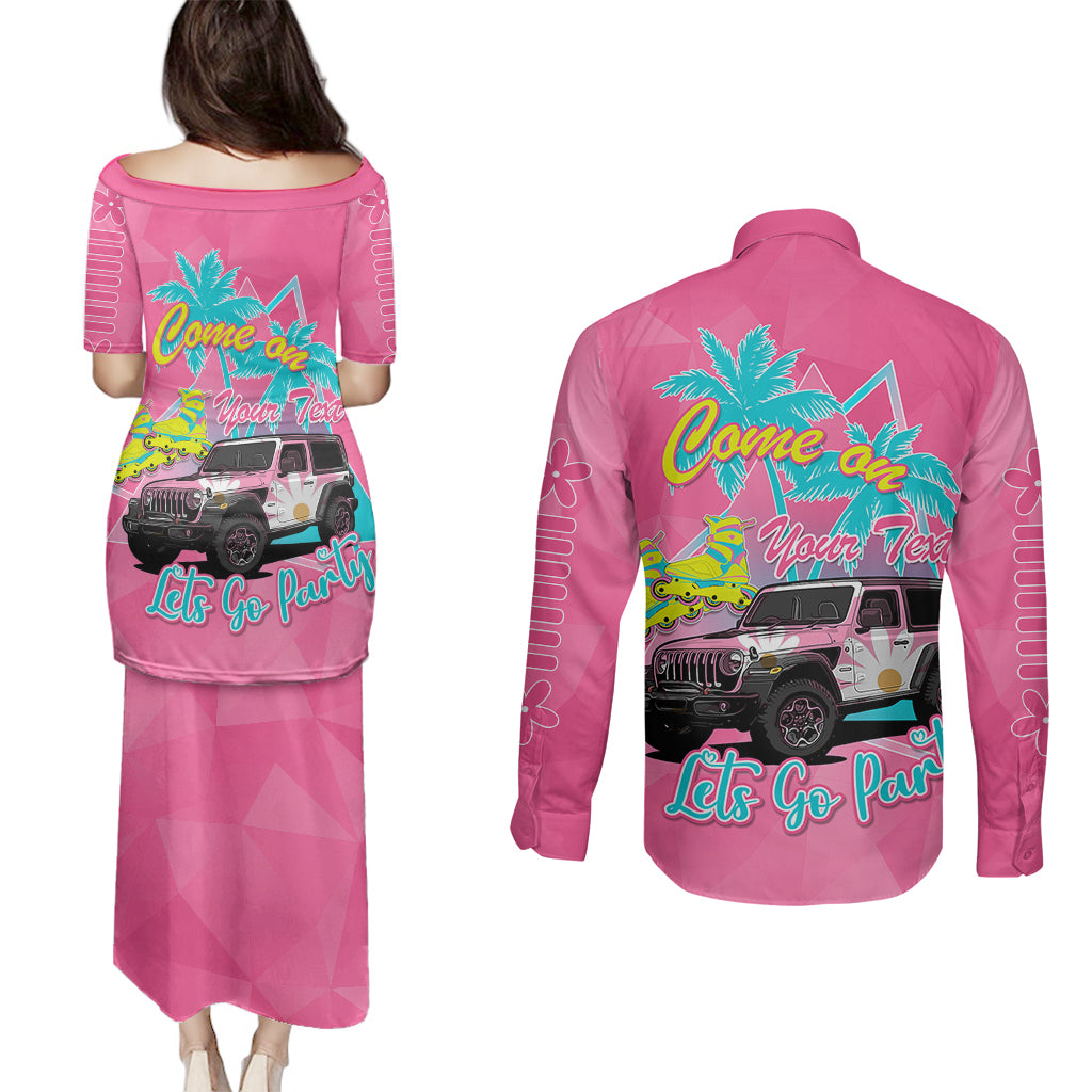 personalised-jeep-girl-couples-matching-puletasi-dress-and-long-sleeve-button-shirts-doll-pink-party