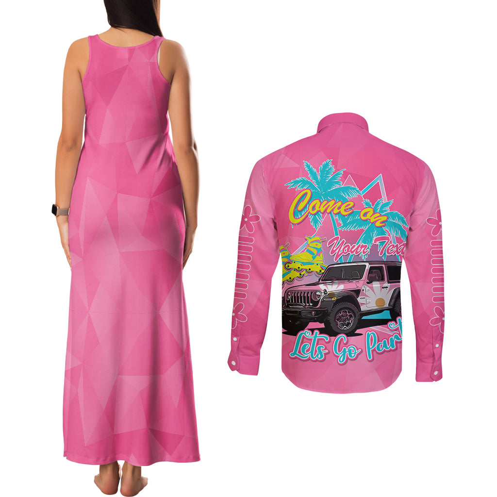 personalised-jeep-girl-couples-matching-tank-maxi-dress-and-long-sleeve-button-shirts-doll-pink-party