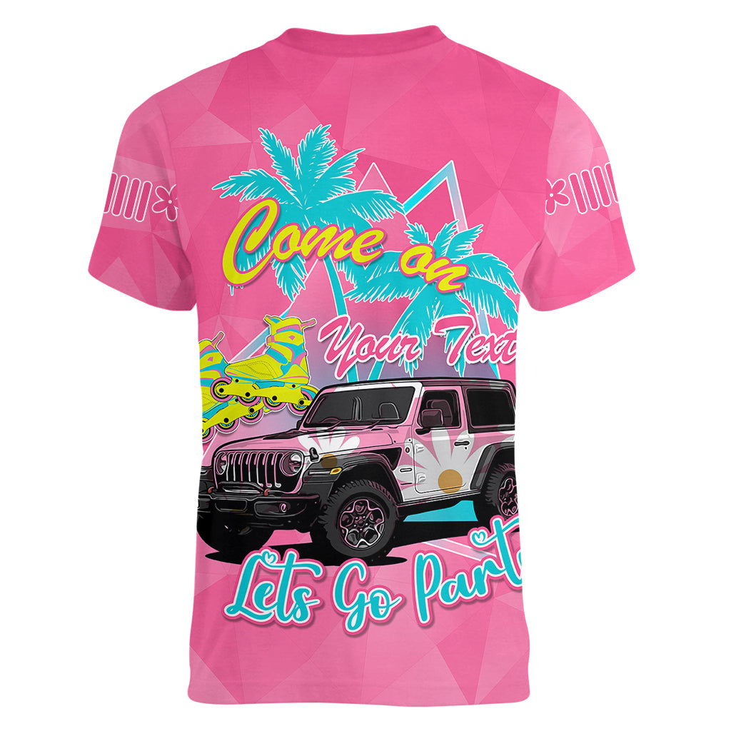 personalised-jeep-girl-women-v-neck-t-shirt-doll-pink-party