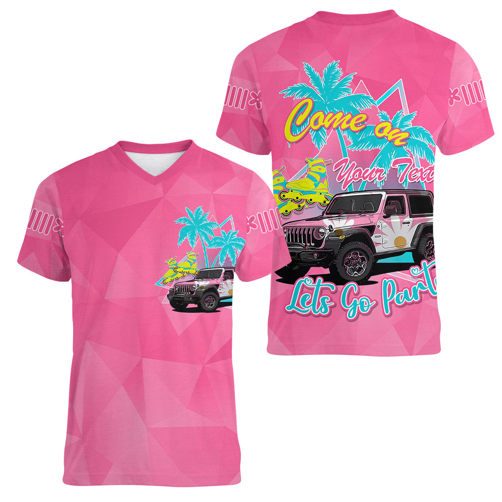 personalised-jeep-girl-women-v-neck-t-shirt-doll-pink-party