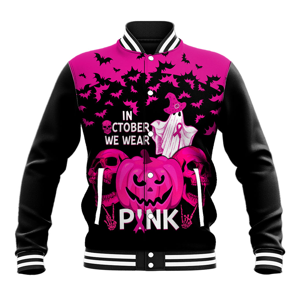 in-october-we-wear-pink-breast-cancer-baseball-jacket-halloween-skull-with-pumkin-black-version