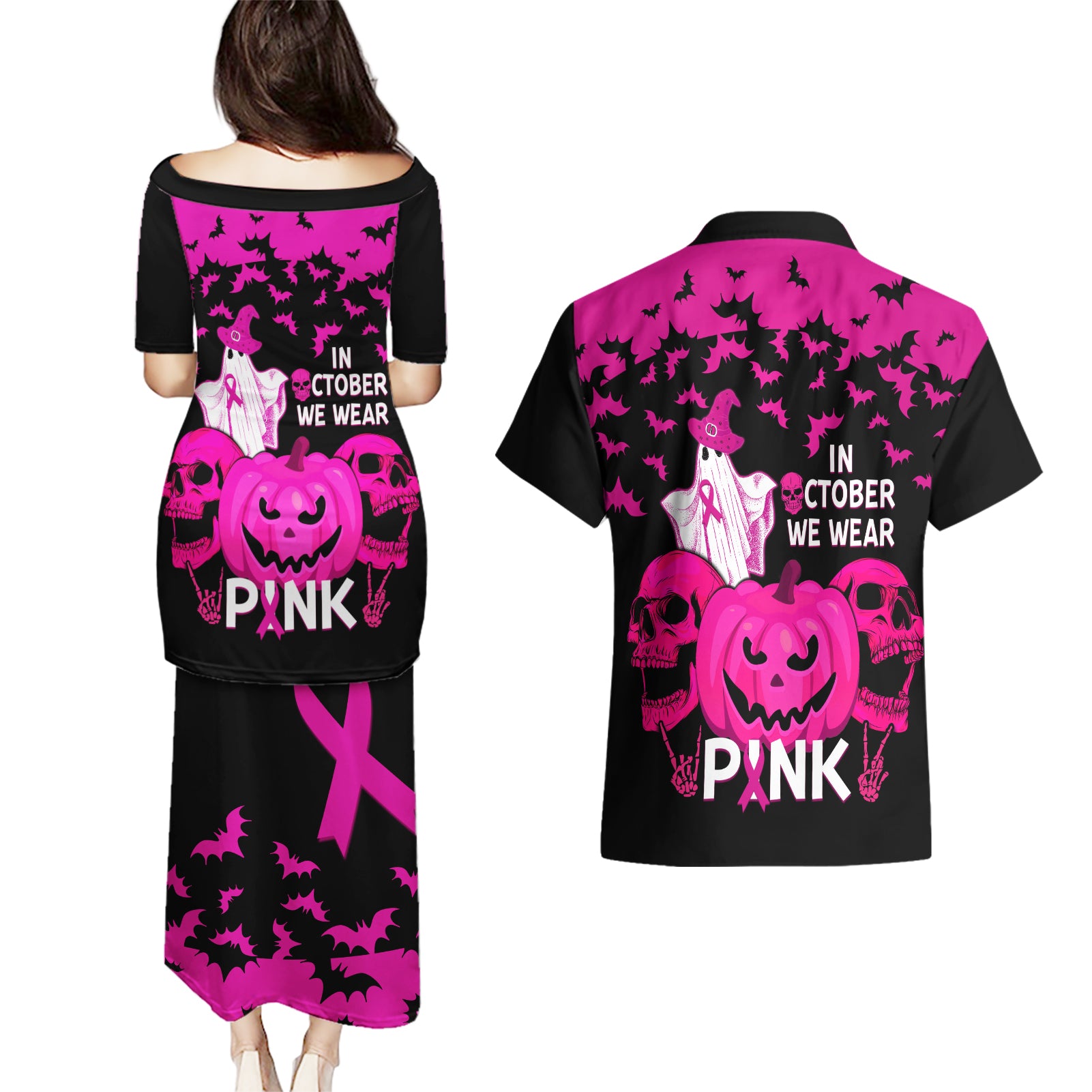 in-october-we-wear-pink-breast-cancer-couples-matching-puletasi-dress-and-hawaiian-shirt-halloween-skull-with-pumkin-black-version