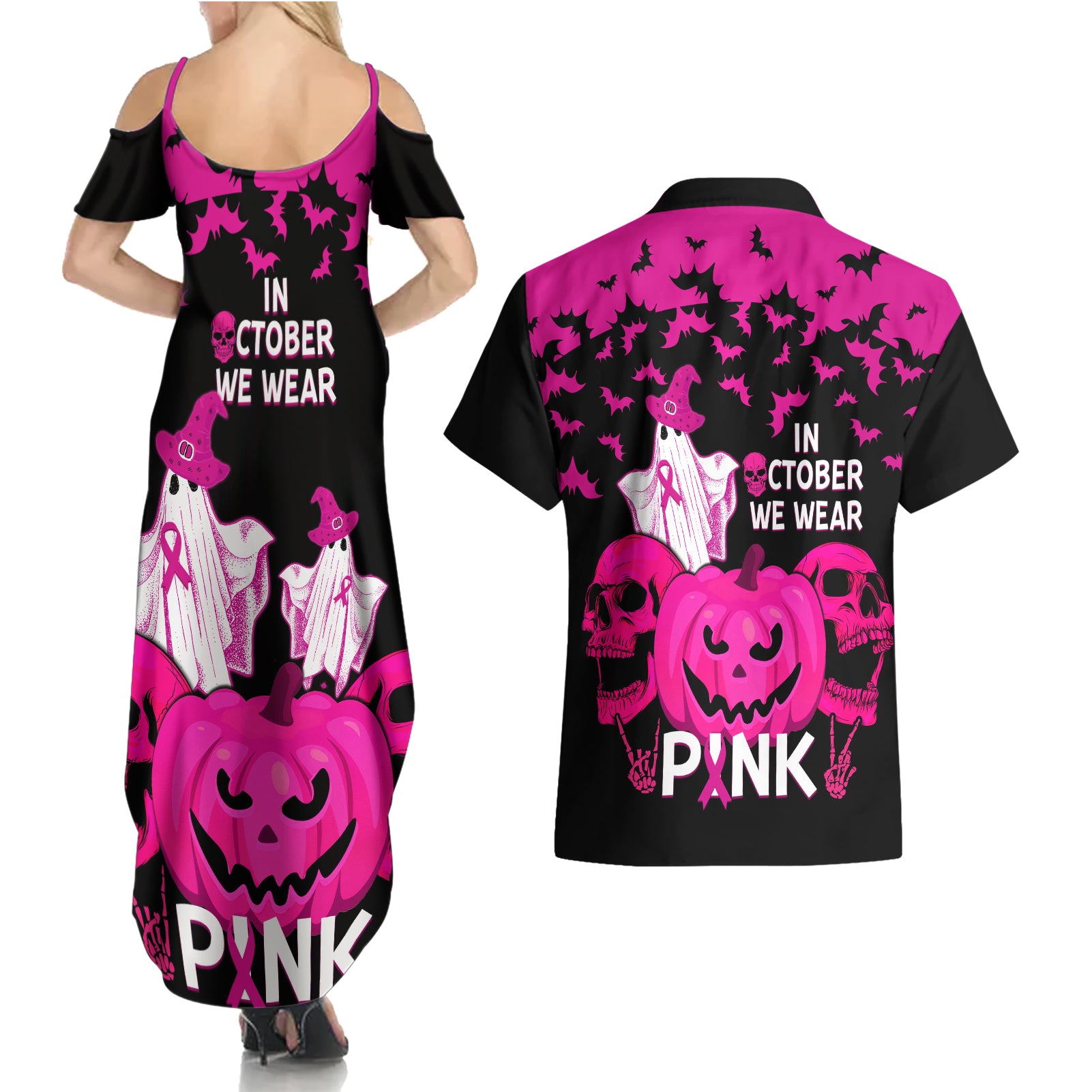 in-october-we-wear-pink-breast-cancer-couples-matching-summer-maxi-dress-and-hawaiian-shirt-halloween-skull-with-pumkin-black-version