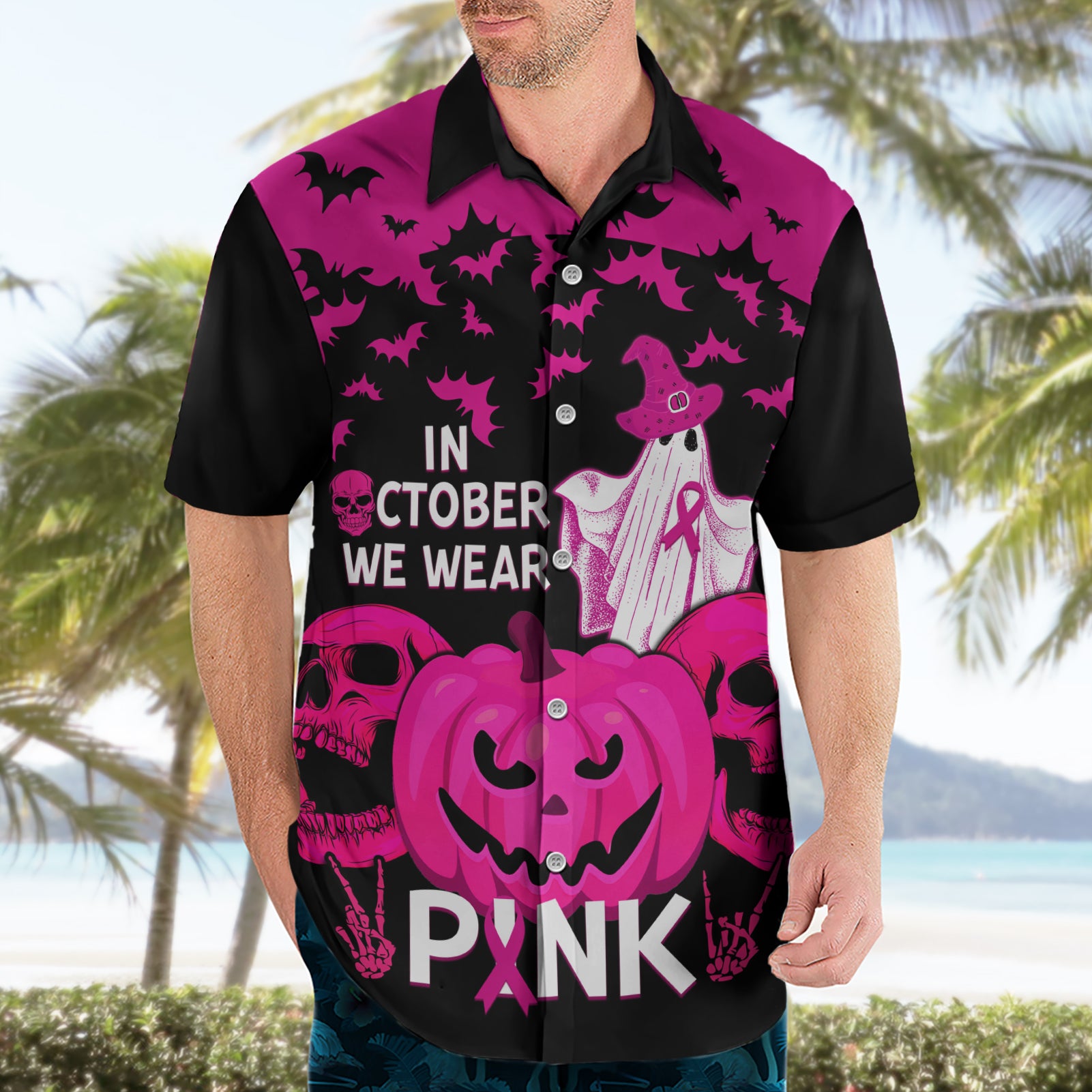 in-october-we-wear-pink-breast-cancer-hawaiian-shirt-halloween-skull-with-pumkin-black-version