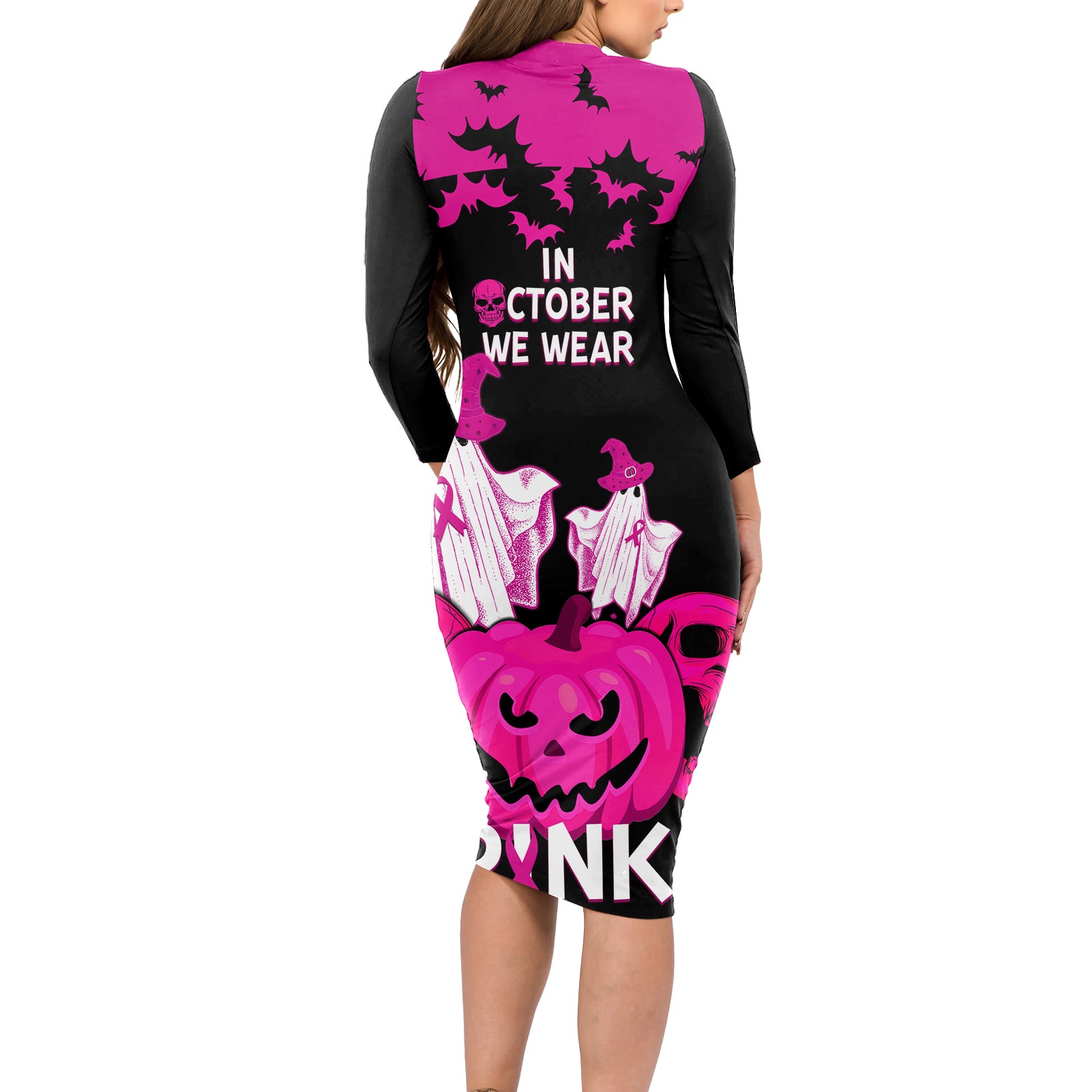 in-october-we-wear-pink-breast-cancer-long-sleeve-bodycon-dress-halloween-skull-with-pumkin-black-version