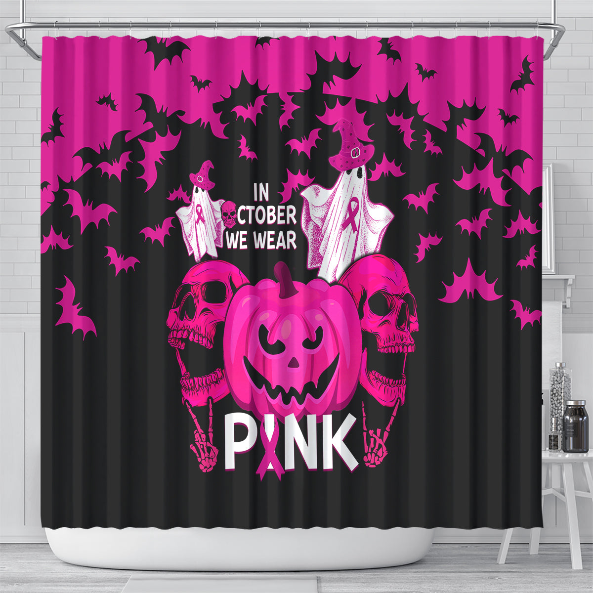 in-october-we-wear-pink-breast-cancer-shower-curtain-halloween-skull-with-pumkin-black-version