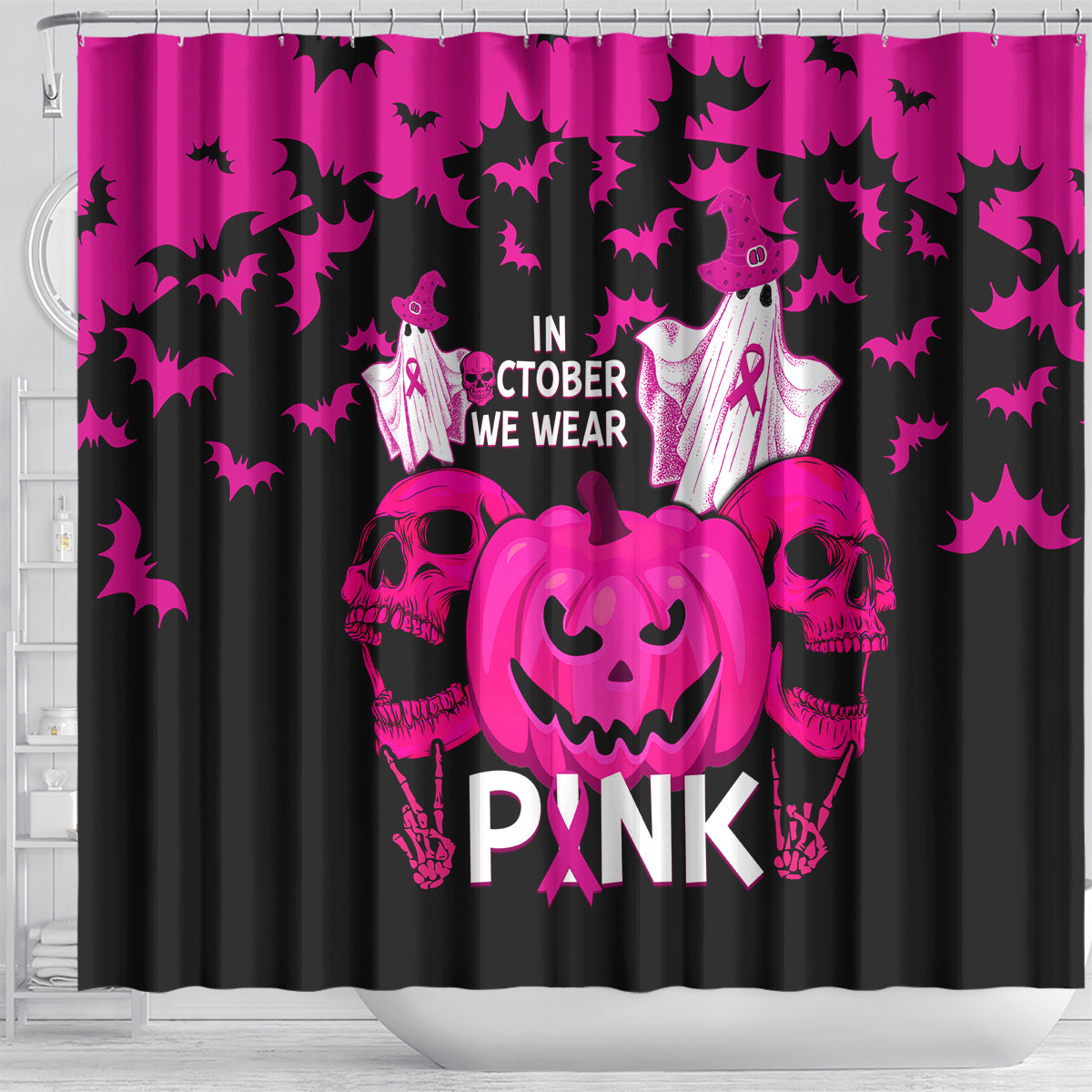 in-october-we-wear-pink-breast-cancer-shower-curtain-halloween-skull-with-pumkin-black-version