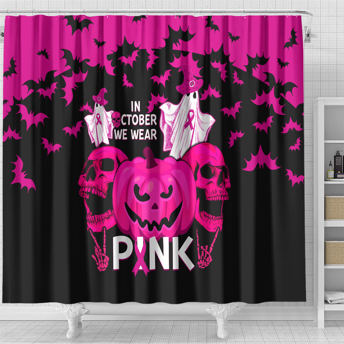 in-october-we-wear-pink-breast-cancer-shower-curtain-halloween-skull-with-pumkin-black-version