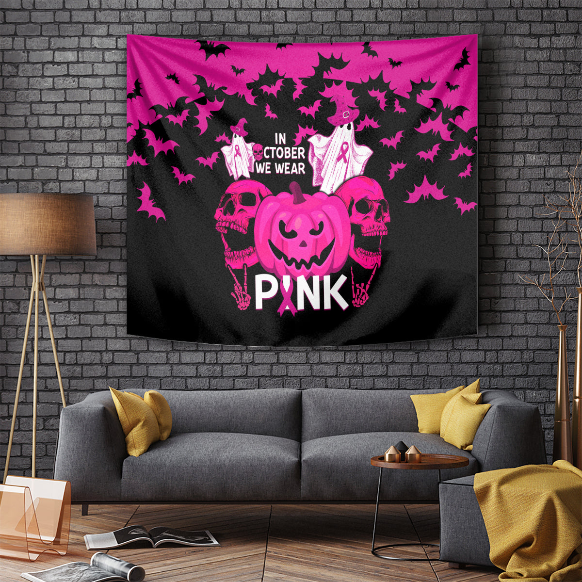 in-october-we-wear-pink-breast-cancer-tapestry-halloween-skull-with-pumkin-black-version