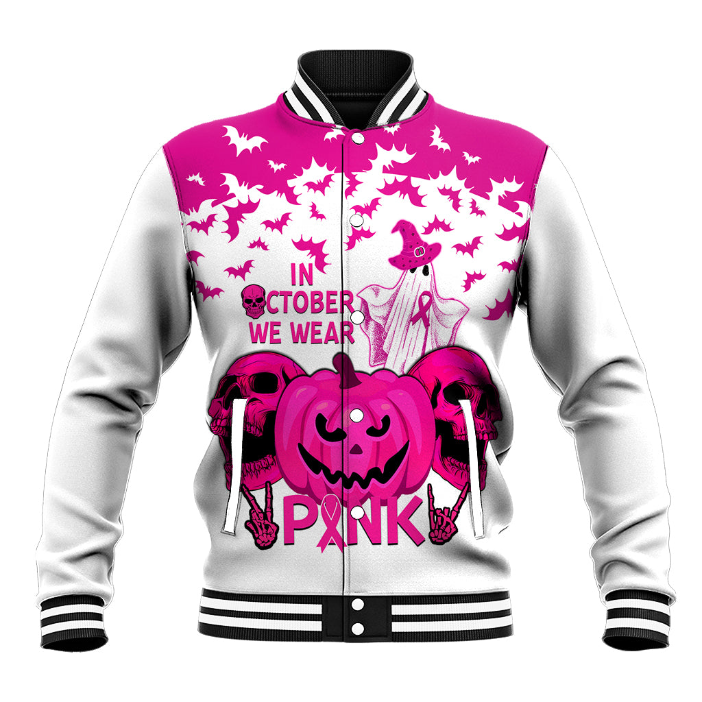 in-october-we-wear-pink-breast-cancer-baseball-jacket-halloween-skull-with-pumkin-white-version