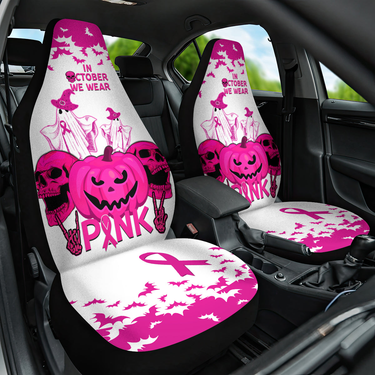 in-october-we-wear-pink-breast-cancer-car-seat-cover-halloween-skull-with-pumkin-white-version