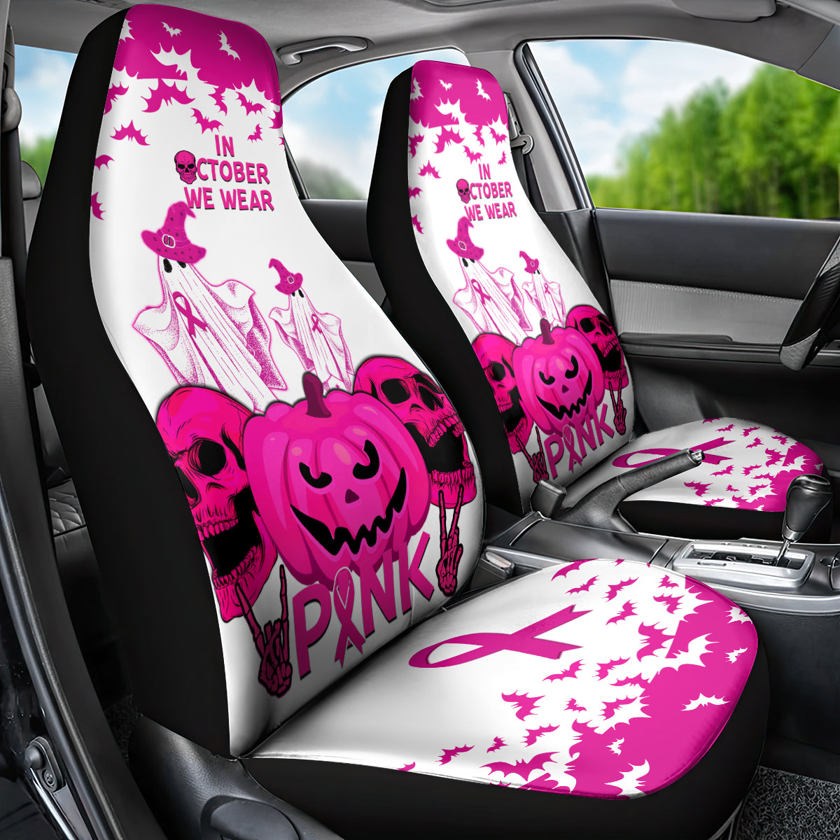 in-october-we-wear-pink-breast-cancer-car-seat-cover-halloween-skull-with-pumkin-white-version