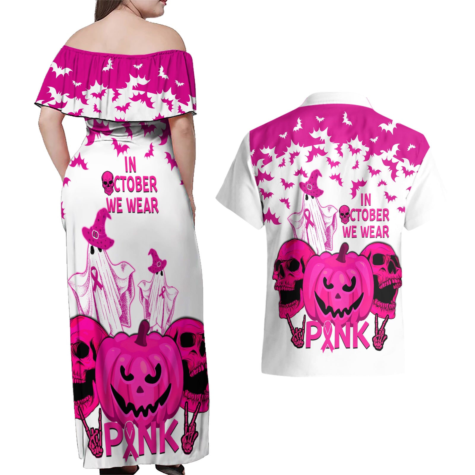 in-october-we-wear-pink-breast-cancer-couples-matching-off-shoulder-maxi-dress-and-hawaiian-shirt-halloween-skull-with-pumkin-white-version