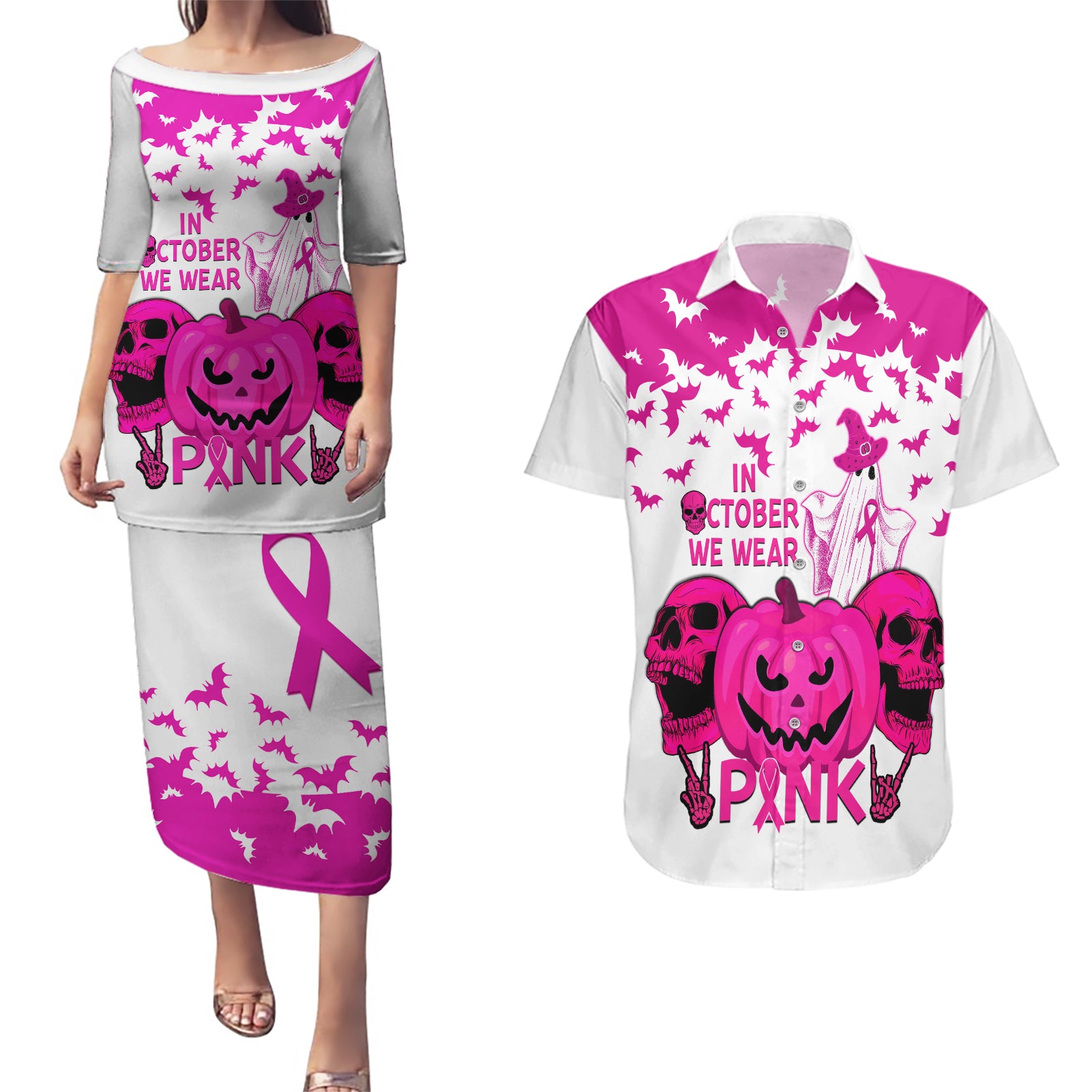 in-october-we-wear-pink-breast-cancer-couples-matching-puletasi-dress-and-hawaiian-shirt-halloween-skull-with-pumkin-white-version