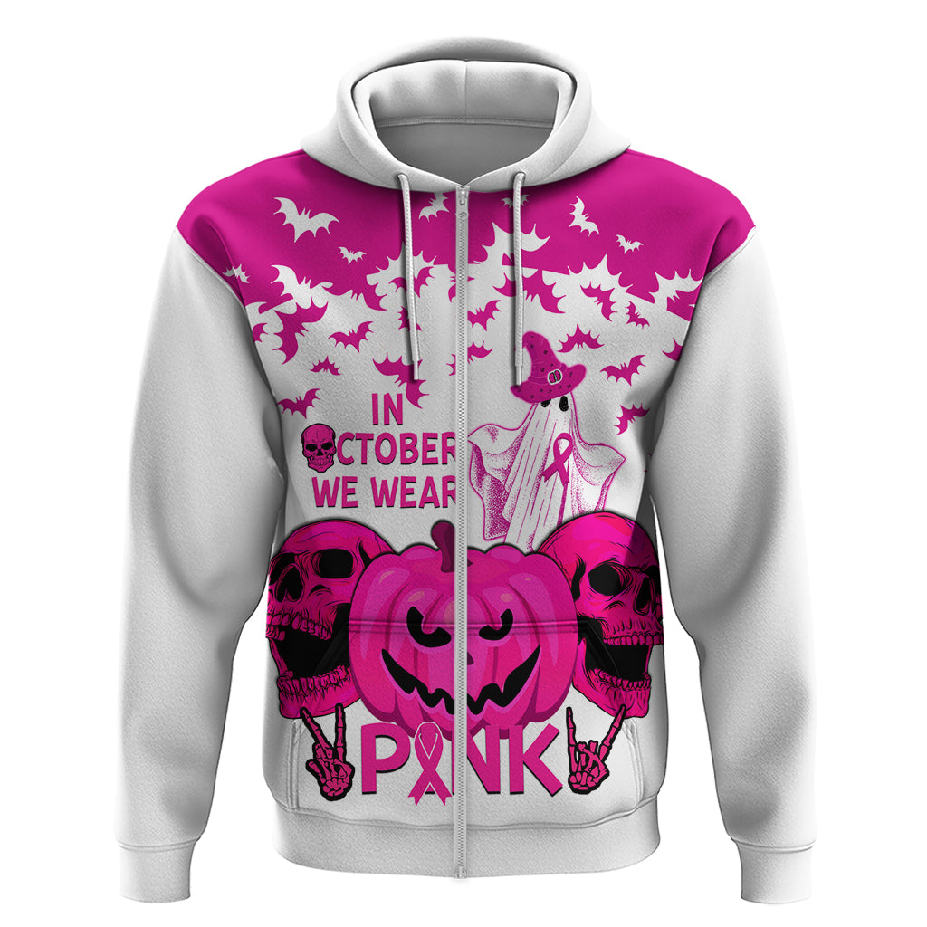 in-october-we-wear-pink-breast-cancer-hoodie-halloween-skull-with-pumkin-white-version