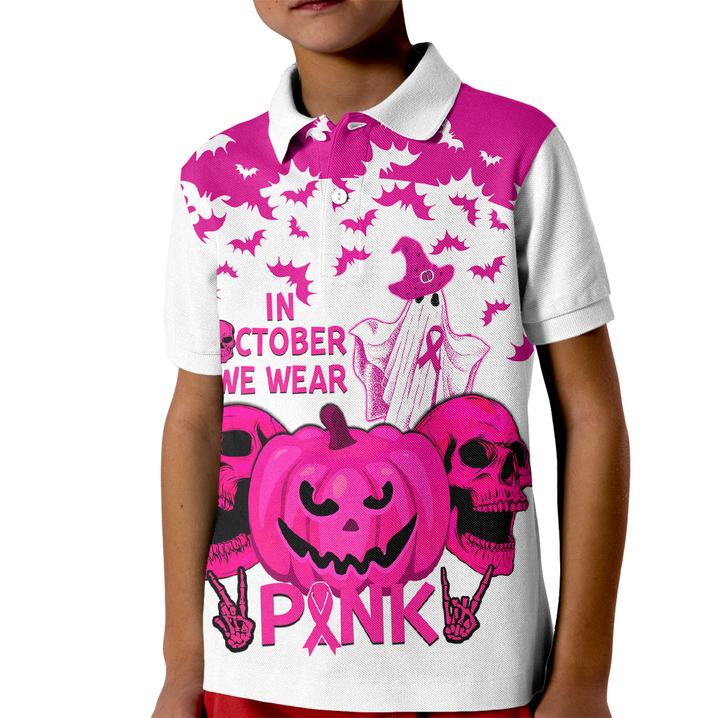 in-october-we-wear-pink-breast-cancer-kid-polo-shirt-halloween-skull-with-pumkin-white-version